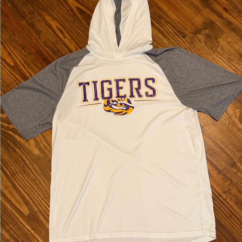 Tigers White and Gray Hoodie LSU